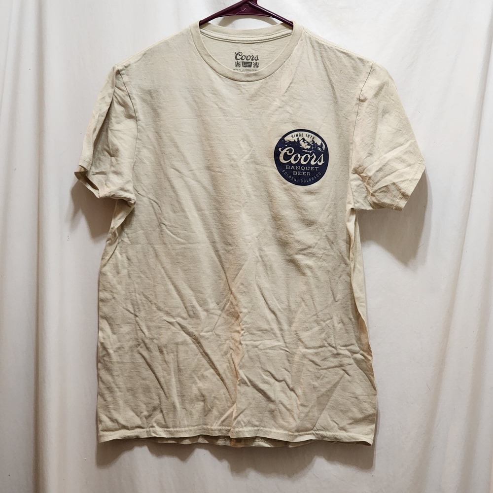 Mad Engine Coors Banquet Beer Golden Colorado Beige T-Shirt Mens M 2024